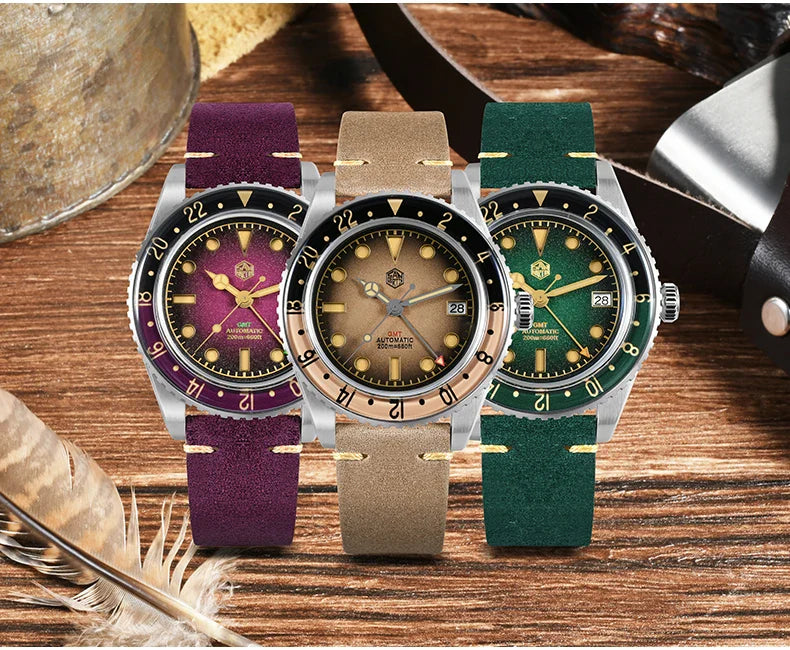 San Martin Automatic GMT 20ATM 40mm Luminous Bidirectional Sapphire Bezel