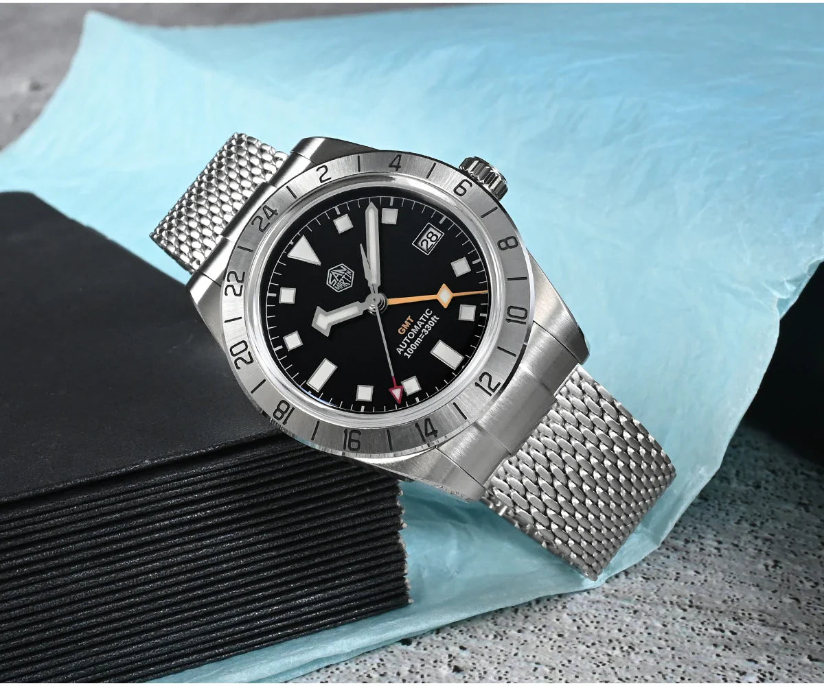 San Martin Automatic 10Bar GMT Mesh Milanese Bracelet 39mm