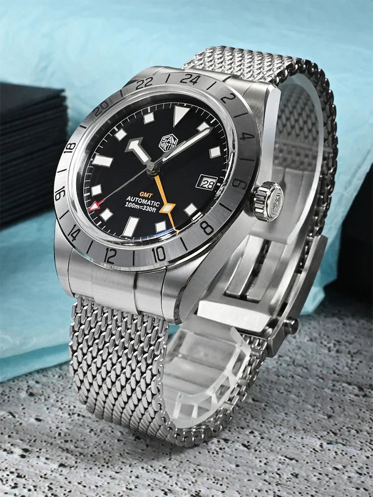 San Martin Automatic 10Bar GMT Mesh Milanese Bracelet 39mm