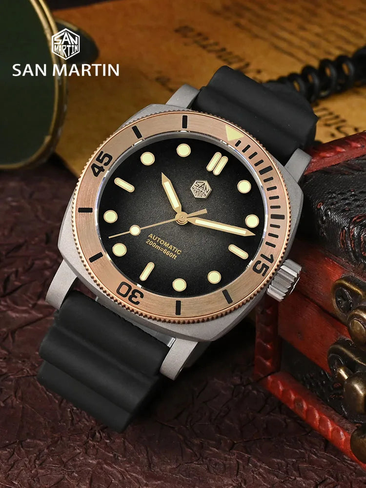 San Martin Retro Titanium Bronze Bezel Diver 200m 42mm