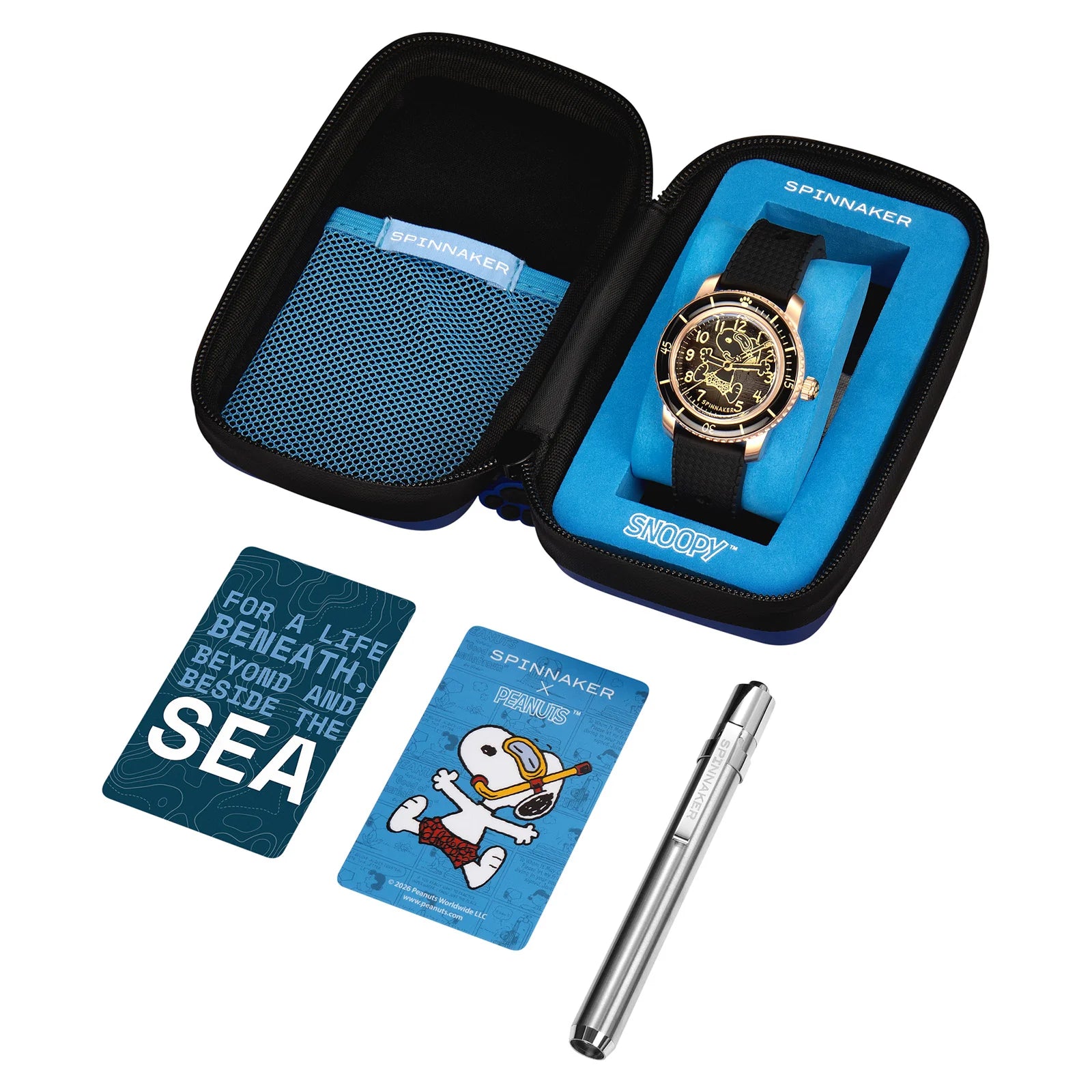 Fleuss 40 Automatic Peanuts Snoopy Seaside Snorkel Obsidian Glow Limited Edition SP-5186-04 Spinnaker