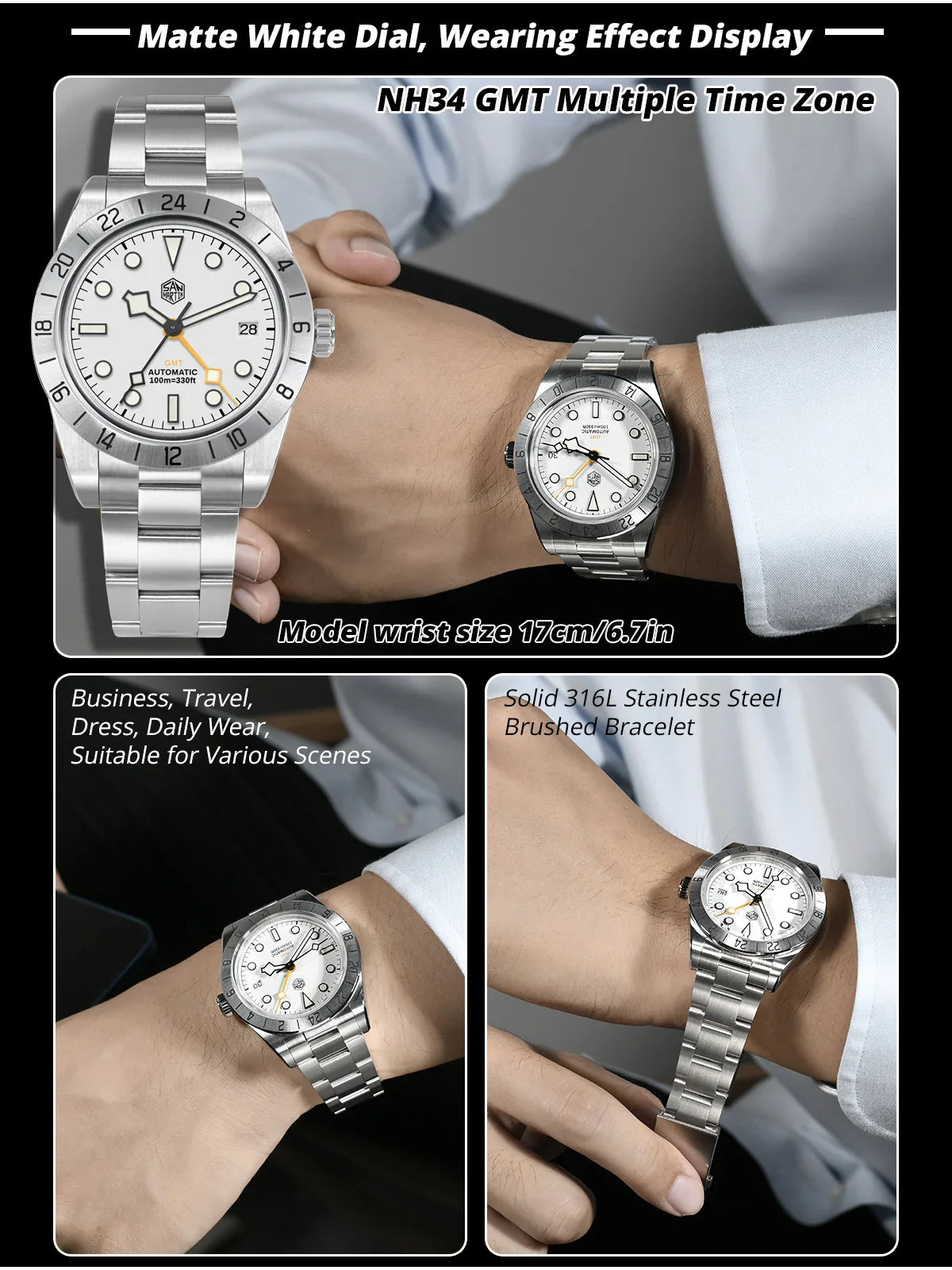 San Martin Automatic 100m GMT 39mm