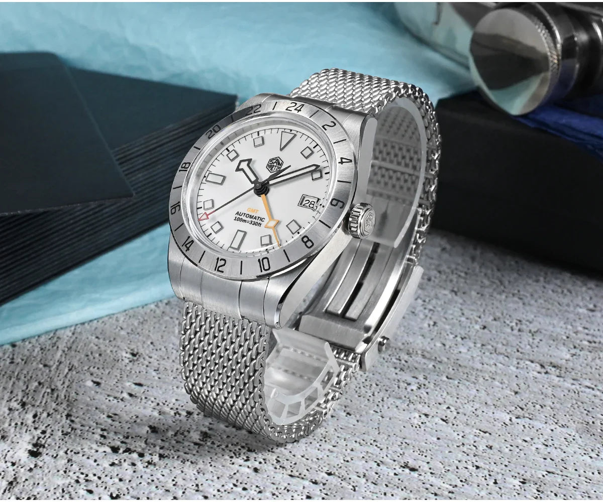 San Martin Automatic 10Bar GMT Mesh Milanese Bracelet 39mm
