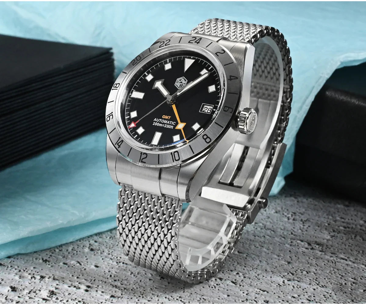 San Martin Automatic 10Bar GMT Mesh Milanese Bracelet 39mm