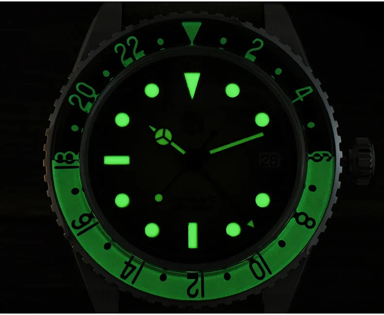 San Martin Automatic GMT 20ATM 40mm Luminous Bidirectional Sapphire Bezel