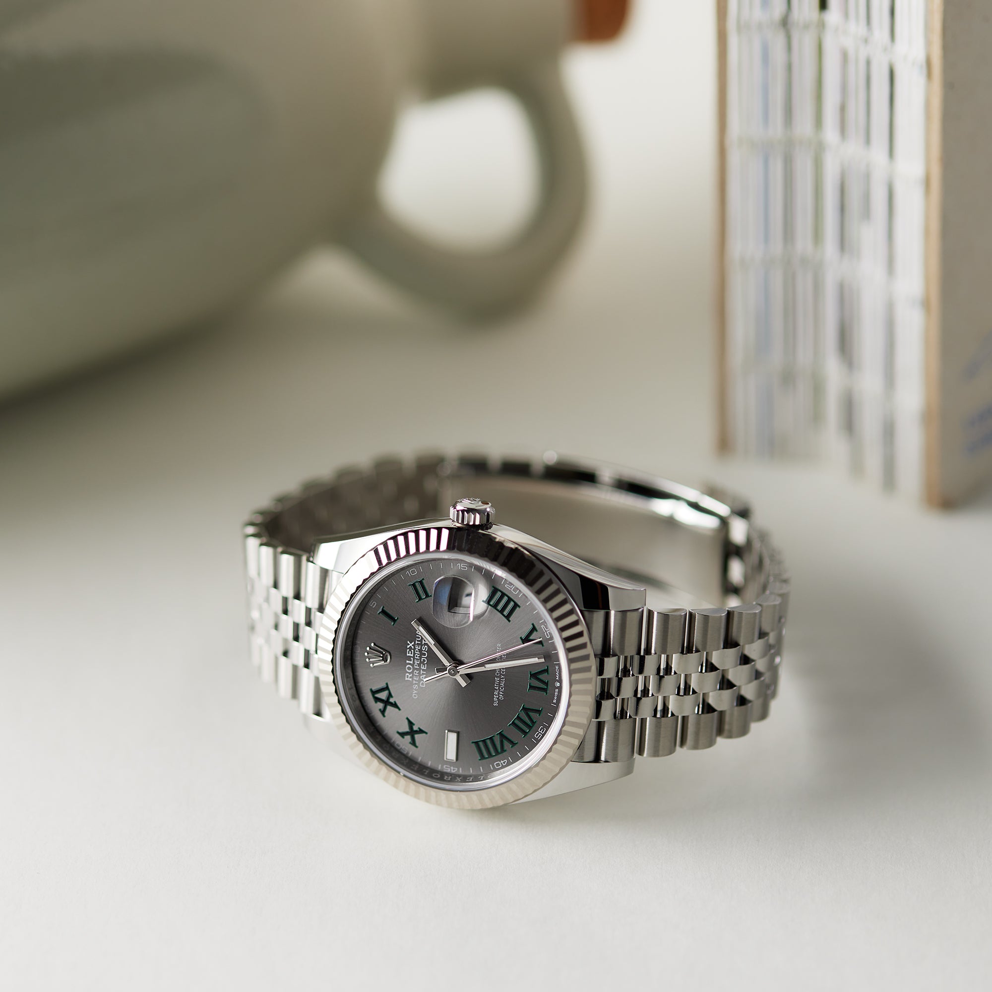Rolex Datejust 126334-0022 SLGRJ Wimbledon White Gold Slate Grey Roman Dial
