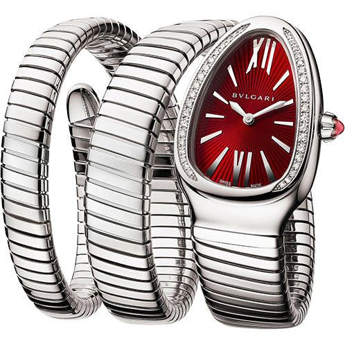 Bvlgari Serpenti Tubogas 102682 Red Dial Diamond Set Bezel Ladies’ Watch