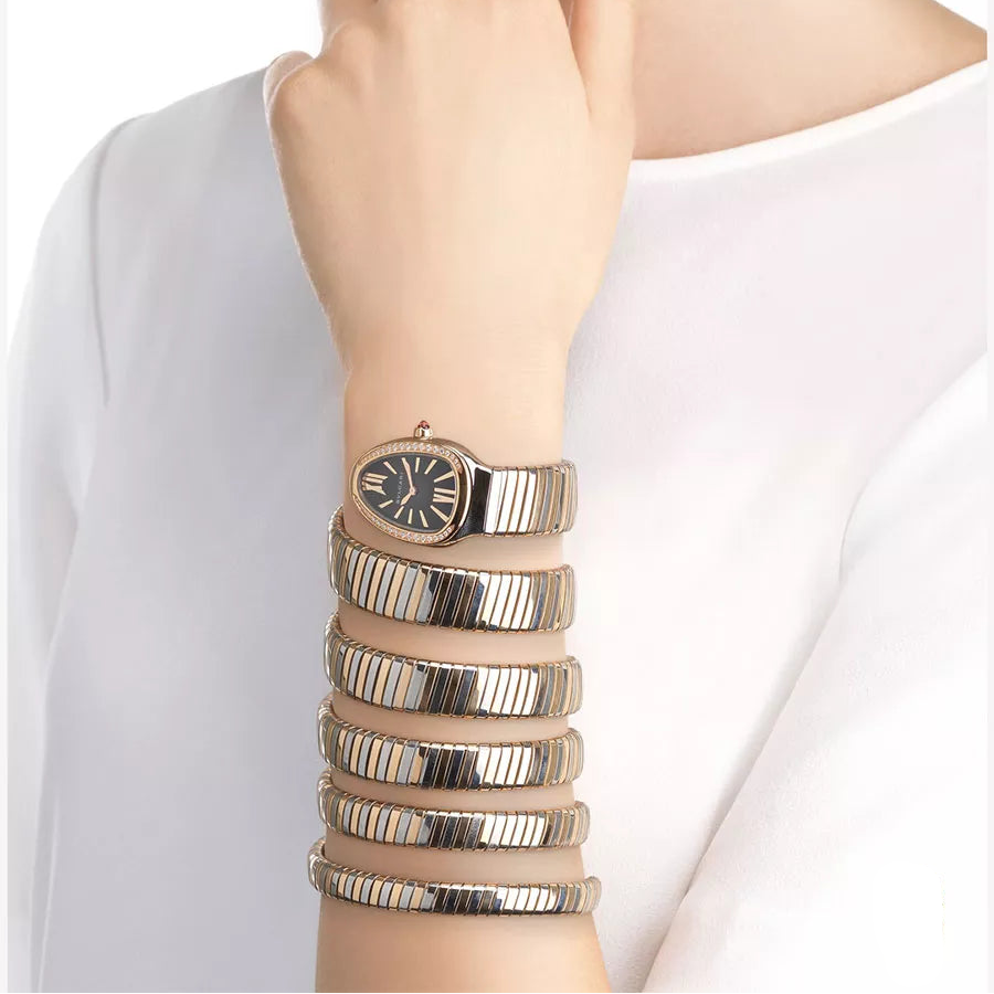 Bvlgari Serpenti Tubogas Stainless Steel &Amp; 18Kt Rose Gold 35Mm Ladies Watch
