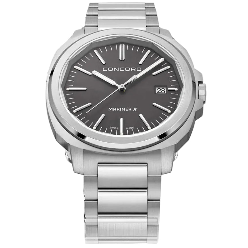 CONCORD MEN'S SILVER TONE CASE GREY DIAL QUARTZ WATCH