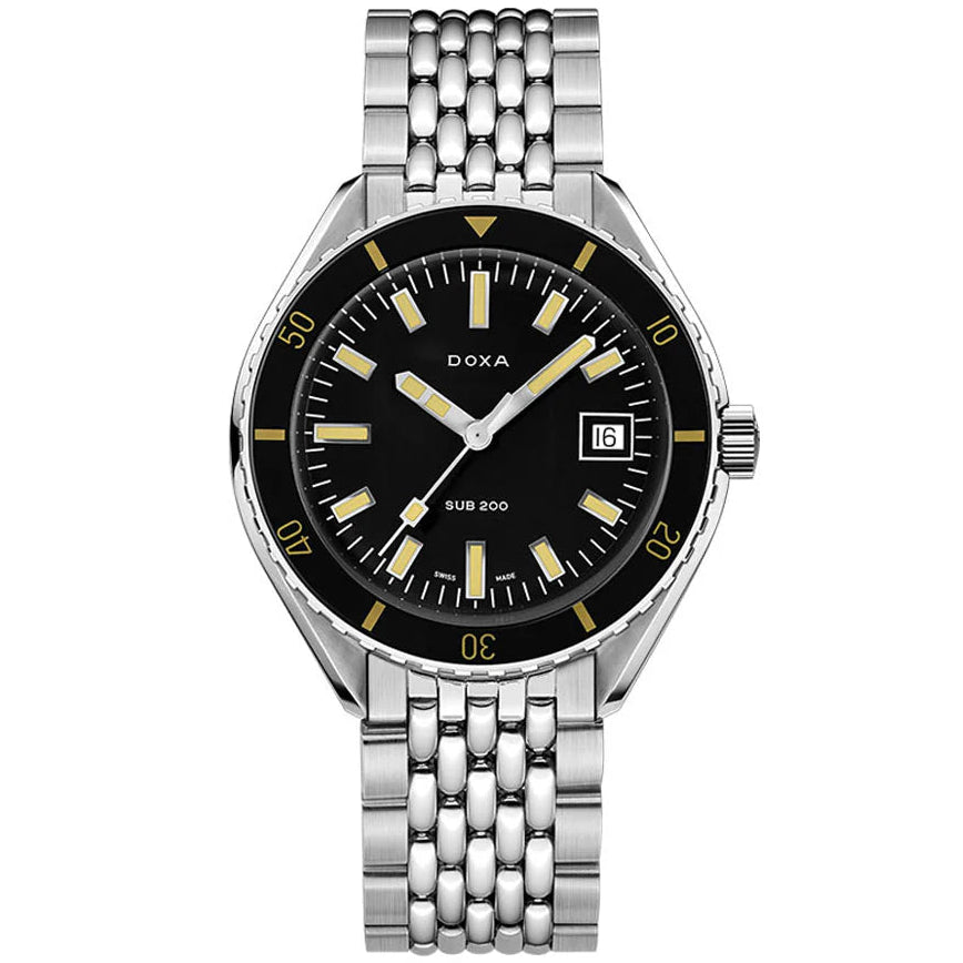 DOXA MEN'S SILVER TONE CASE BLACK DIAL AUTOMATIC WATCH