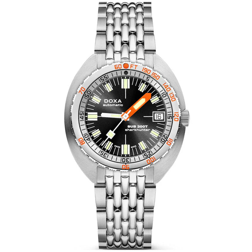 DOXA MEN'S SILVER TONE CASE BLACK DIAL AUTOMATIC WATCH