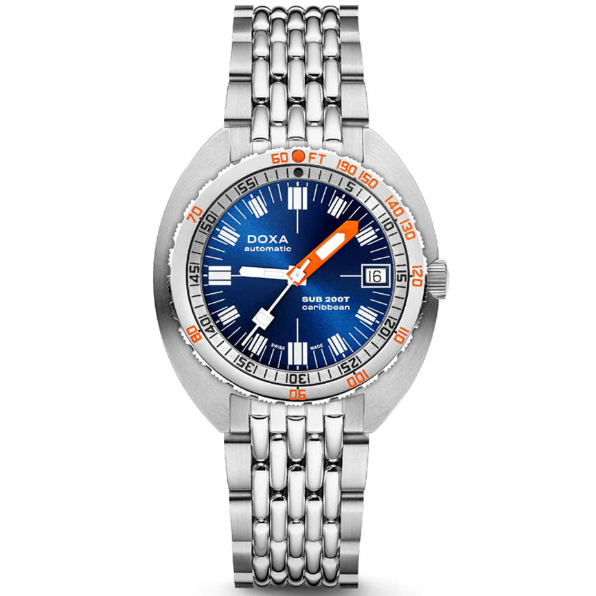 DOXA MEN'S SILVER TONE CASE BLUE DIAL AUTOMATIC WATCH