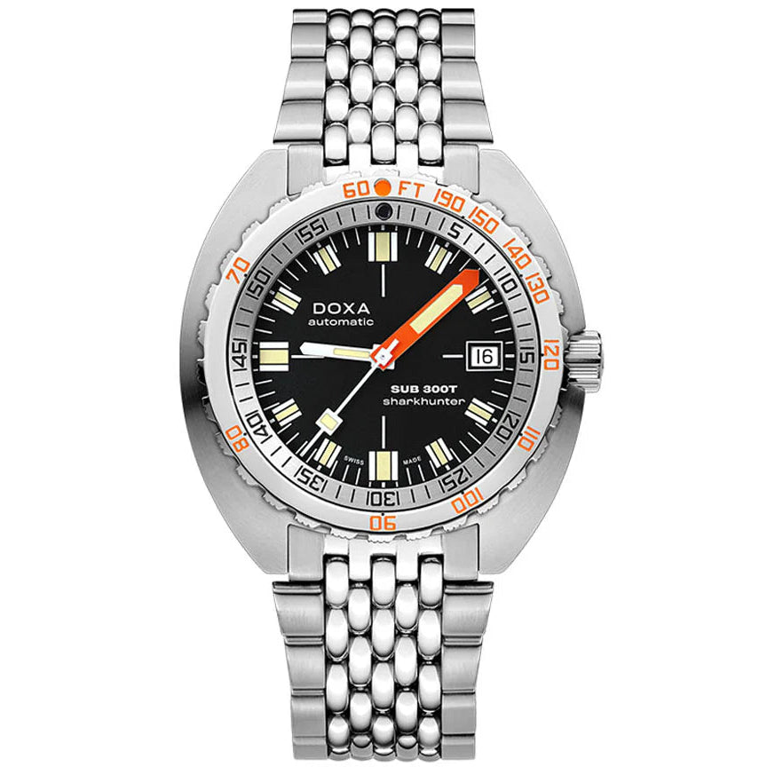 DOXA MEN'S SILVER TONE CASE BLACK DIAL AUTOMATIC WATCH