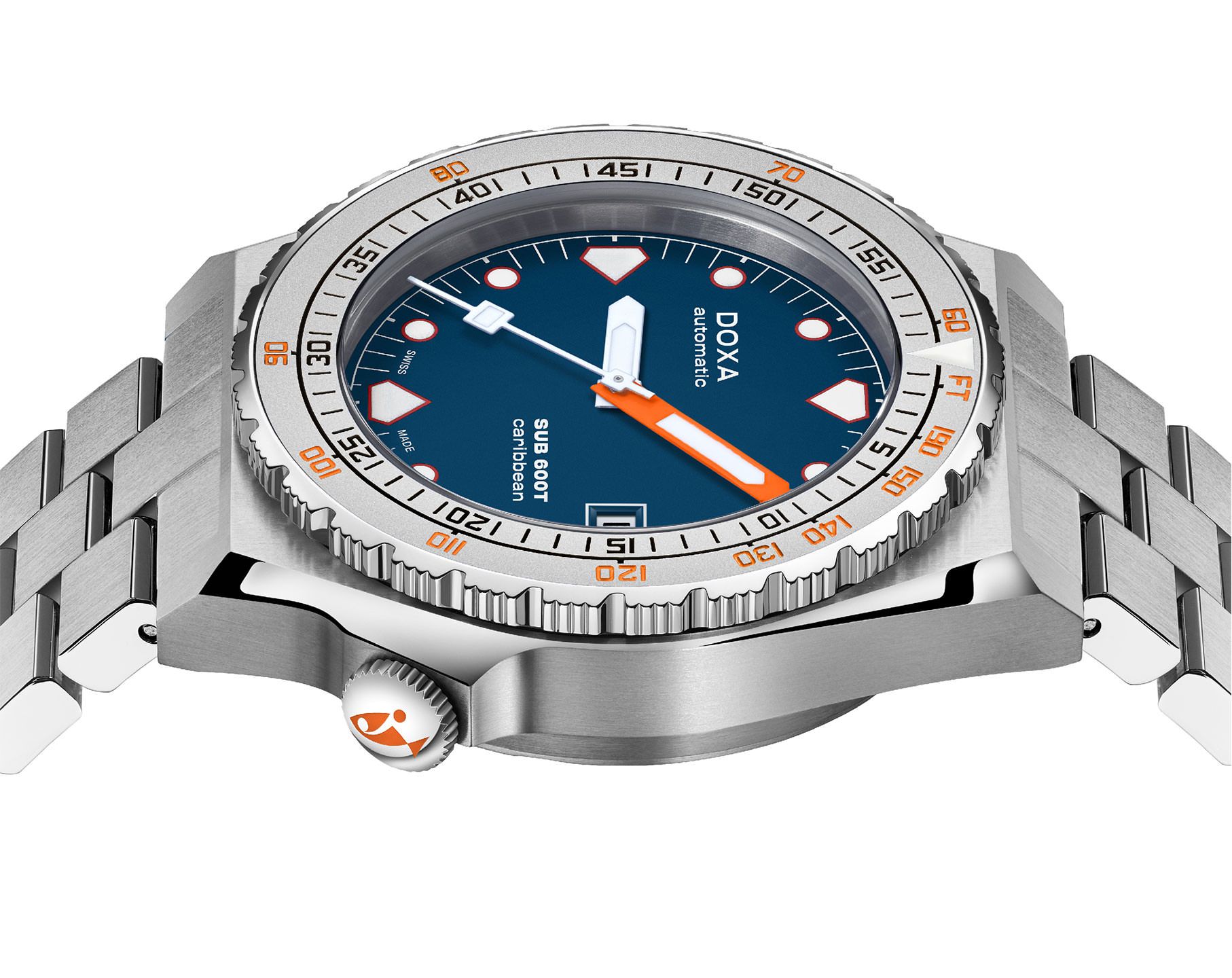 DOXA MEN'S SILVER TONE CASE BLUE DIAL AUTOMATIC WATCH