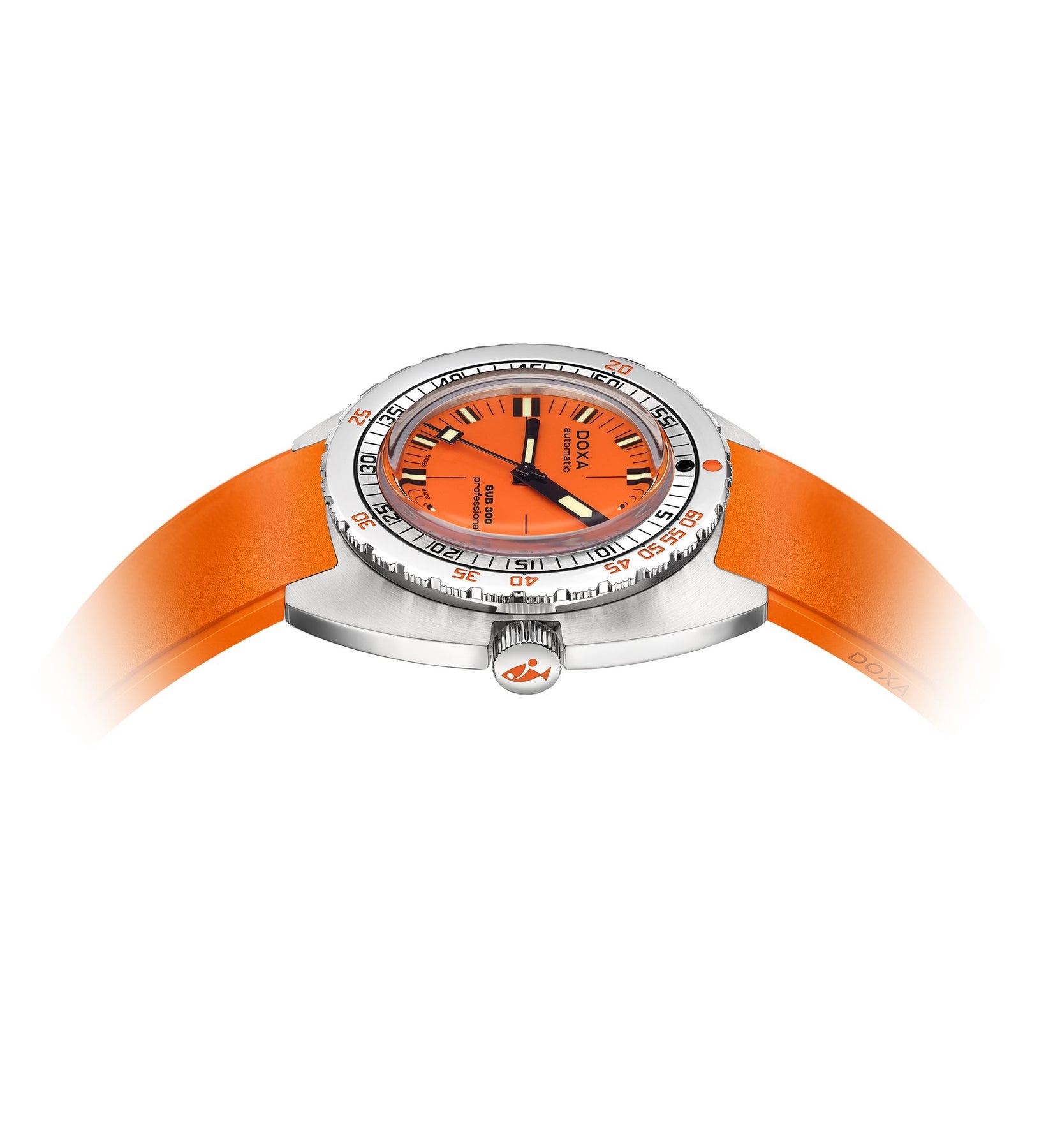 DOXA MEN'S SILVER TONE CASE ORANGE DIAL AUTOMATIC WATCH