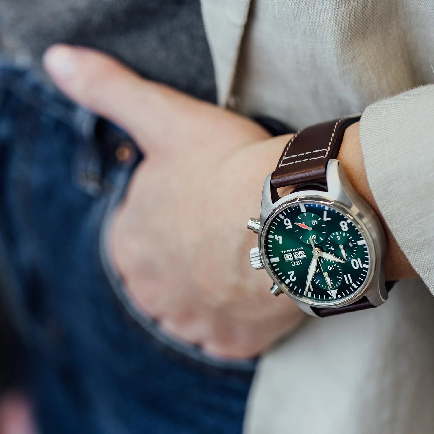 IWC Pilot Chronograph REF IW388103 41 Automatic Green Dial