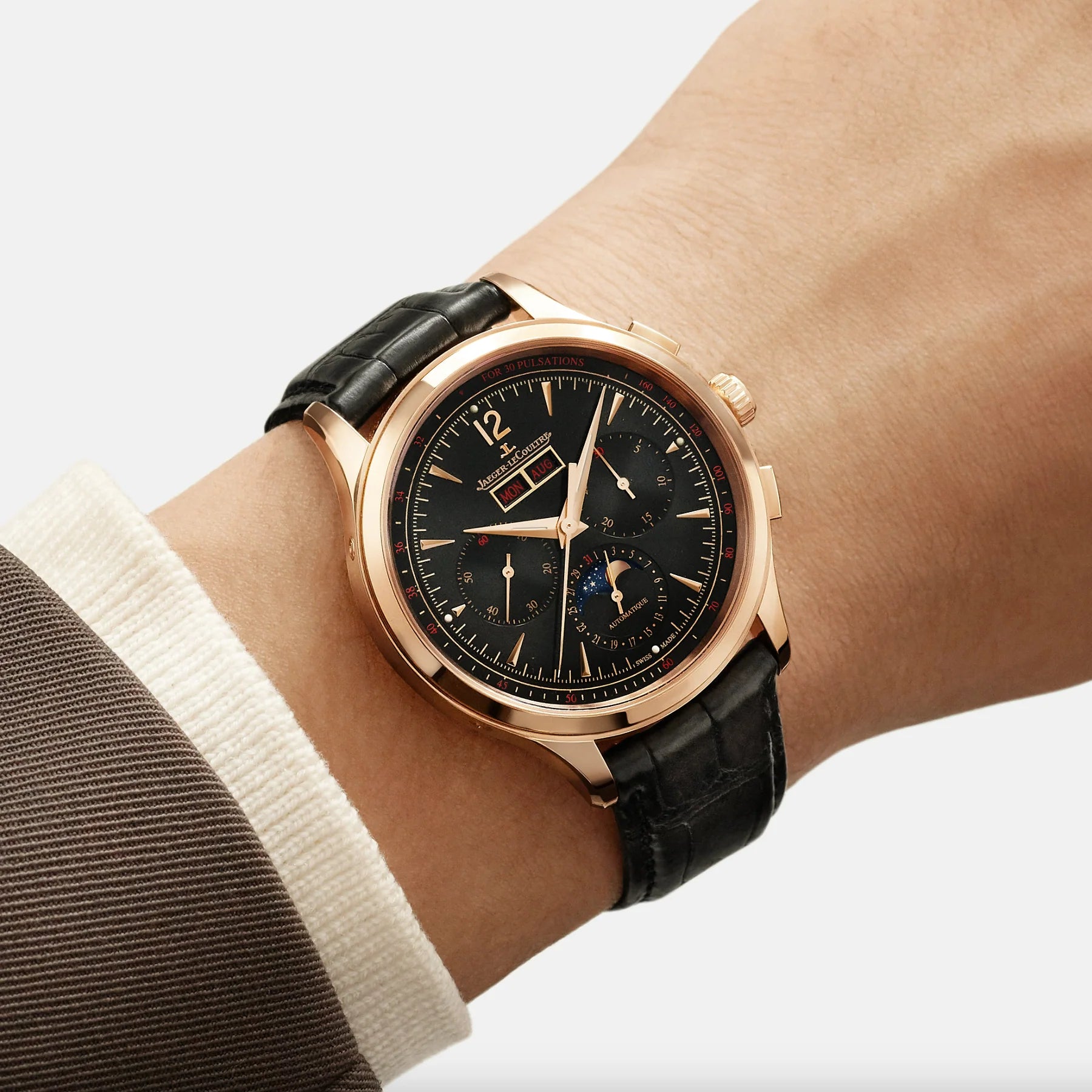 Master Control 40 mm Automatic Pink Gold Calendar Chronograph Moon Phase Watch Jaeger-LeCoultre