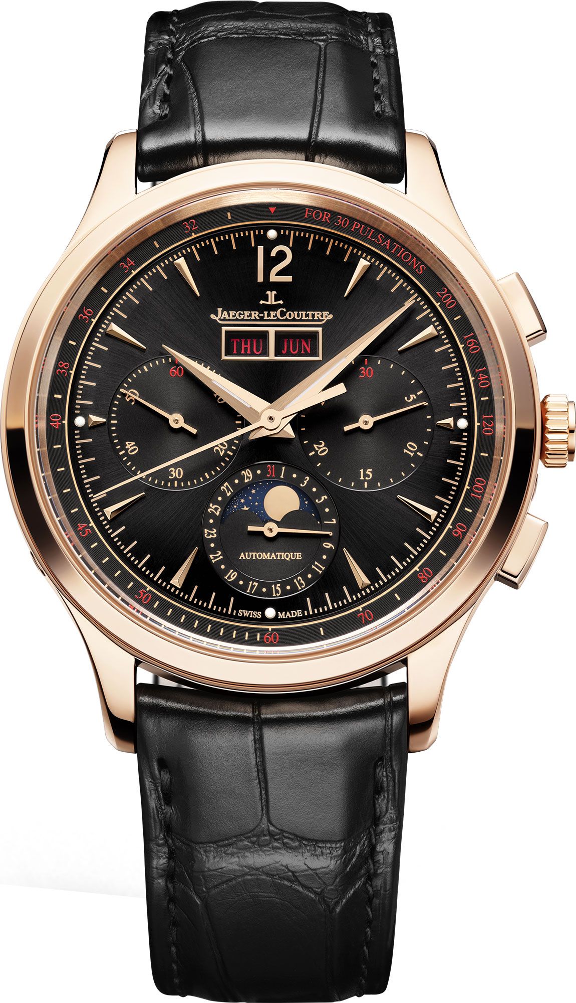 Master Control 40 mm Automatic Pink Gold Calendar Chronograph Moon Phase Watch Jaeger-LeCoultre