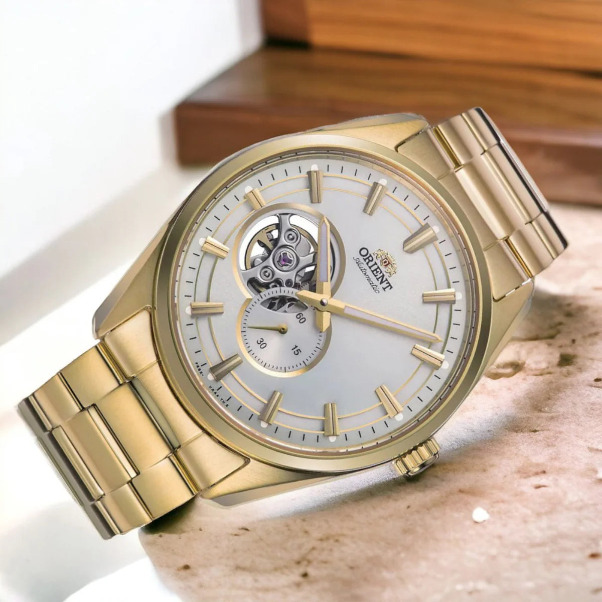 ORIENT MEN'S CONTEMPORARY AUTOMATIC SEMI-SKELETON WATCH