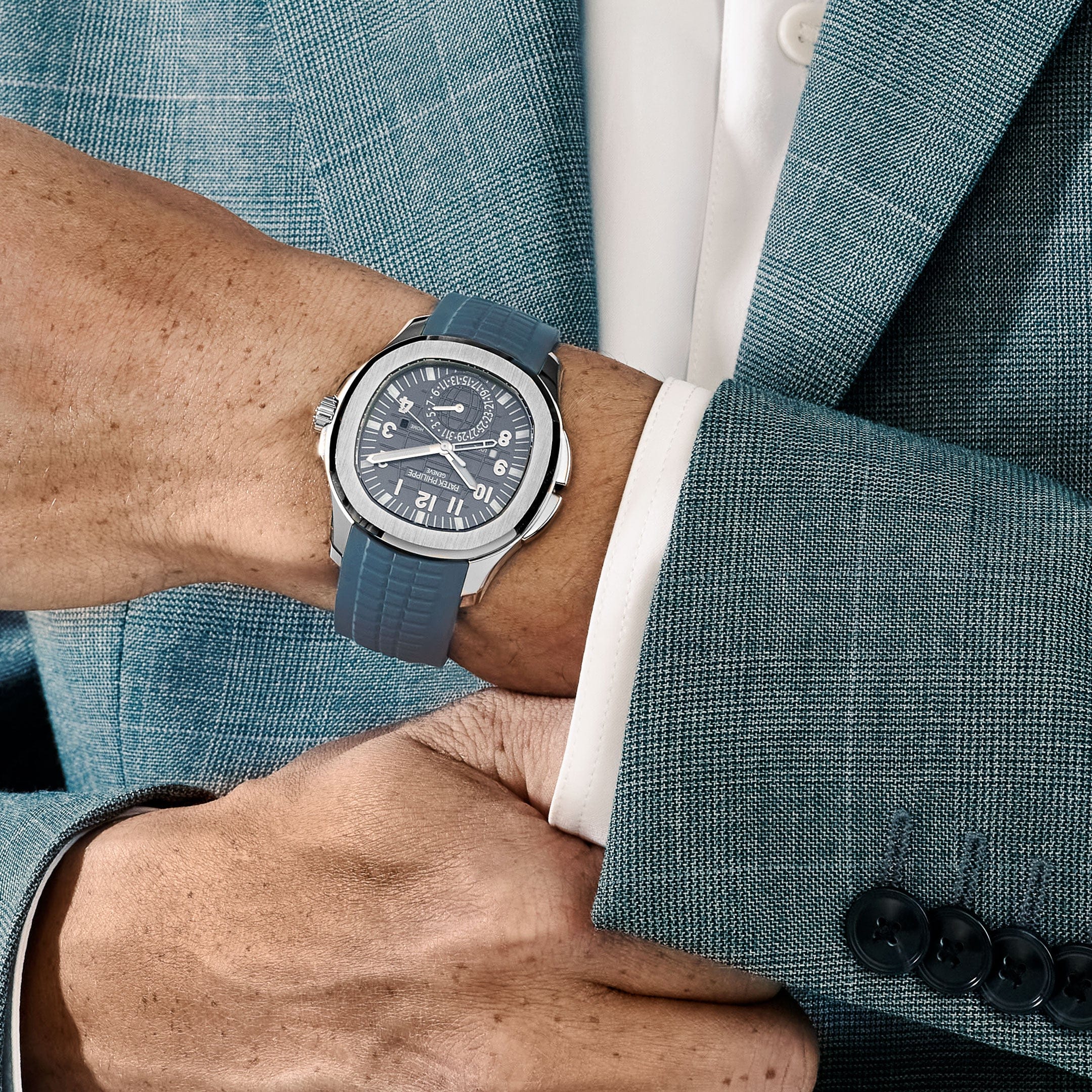 Patek Philippe Aquanaut Travel Time 5164G-001 White Gold Blue Dial 41mm Men’s Watch