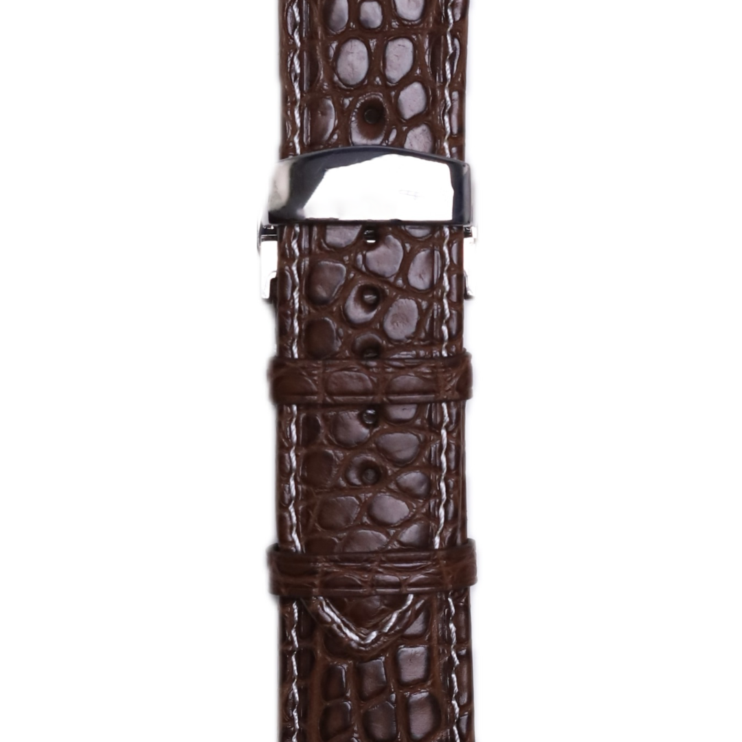 Handmade authentic Alligator brown leather band size 19*18