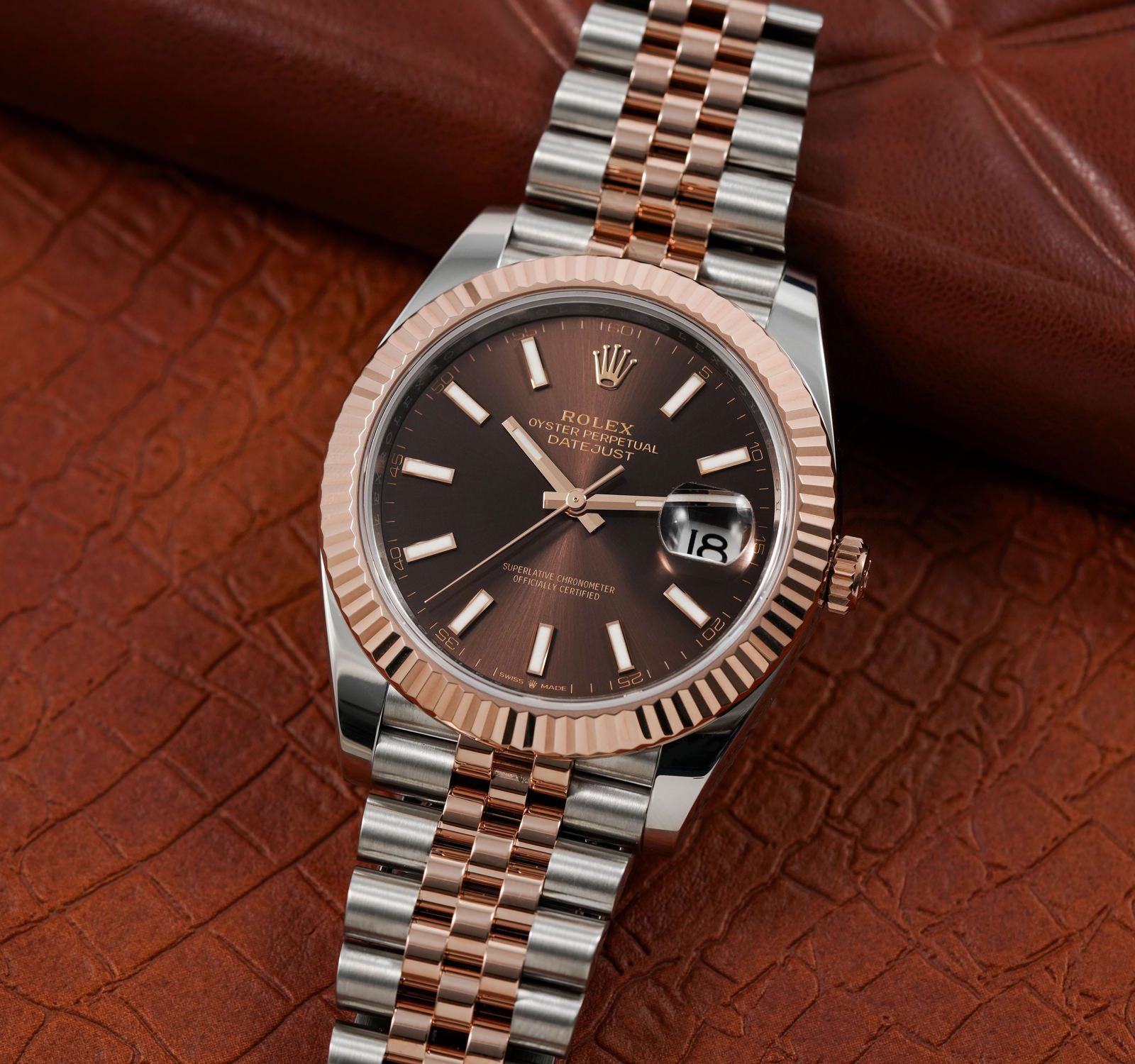 Rolex Datejust 126331 Choij Chocolate Index Dial Oyster Perpetual 41Mm Steel And 18K Everose Gold Jubilee Bracelet Men’S Watch