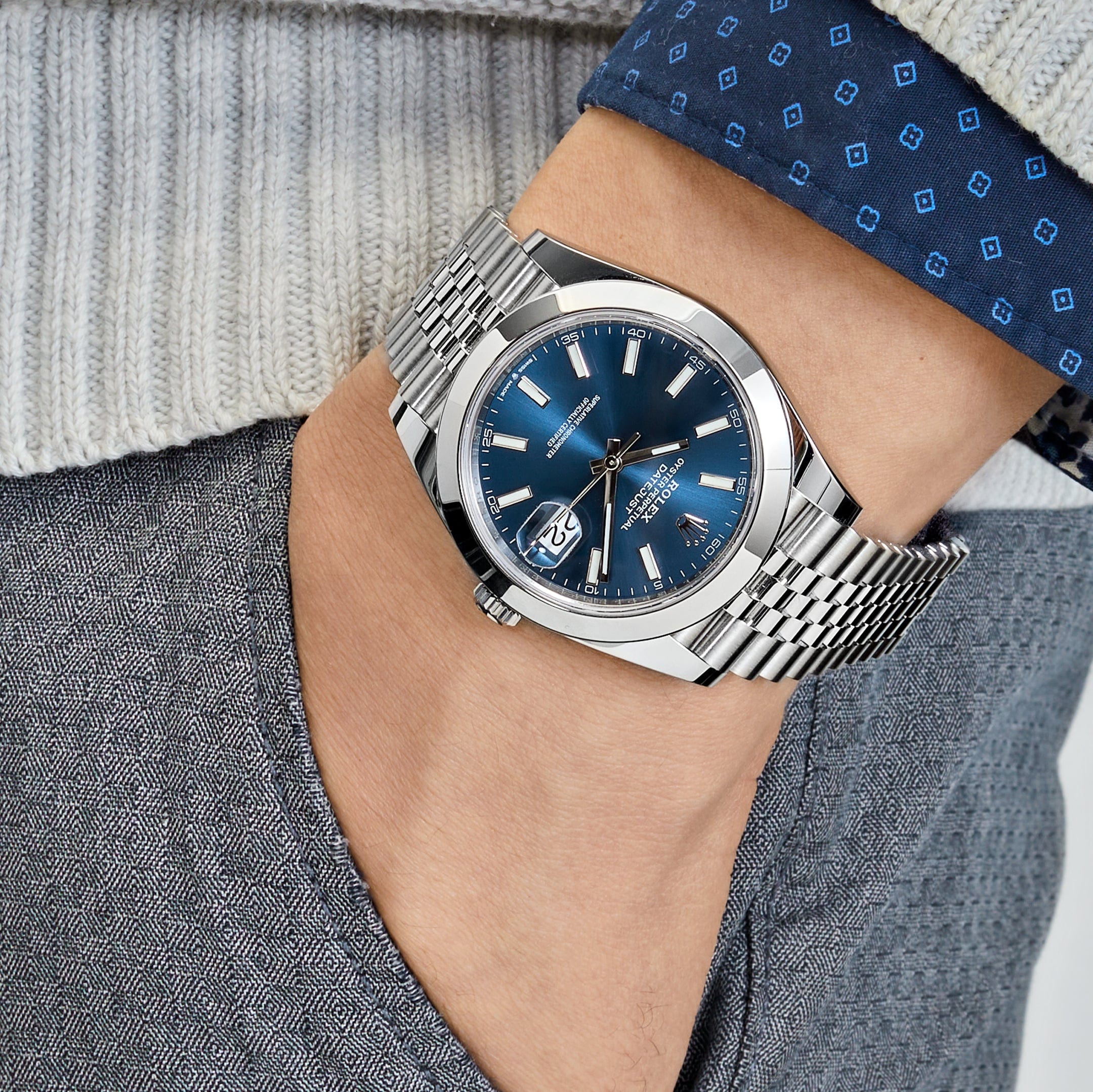 Rolex Datejust 126300 BLIJ Blue Index Dial 41Mm Jubilee Bracelet Oystersteel