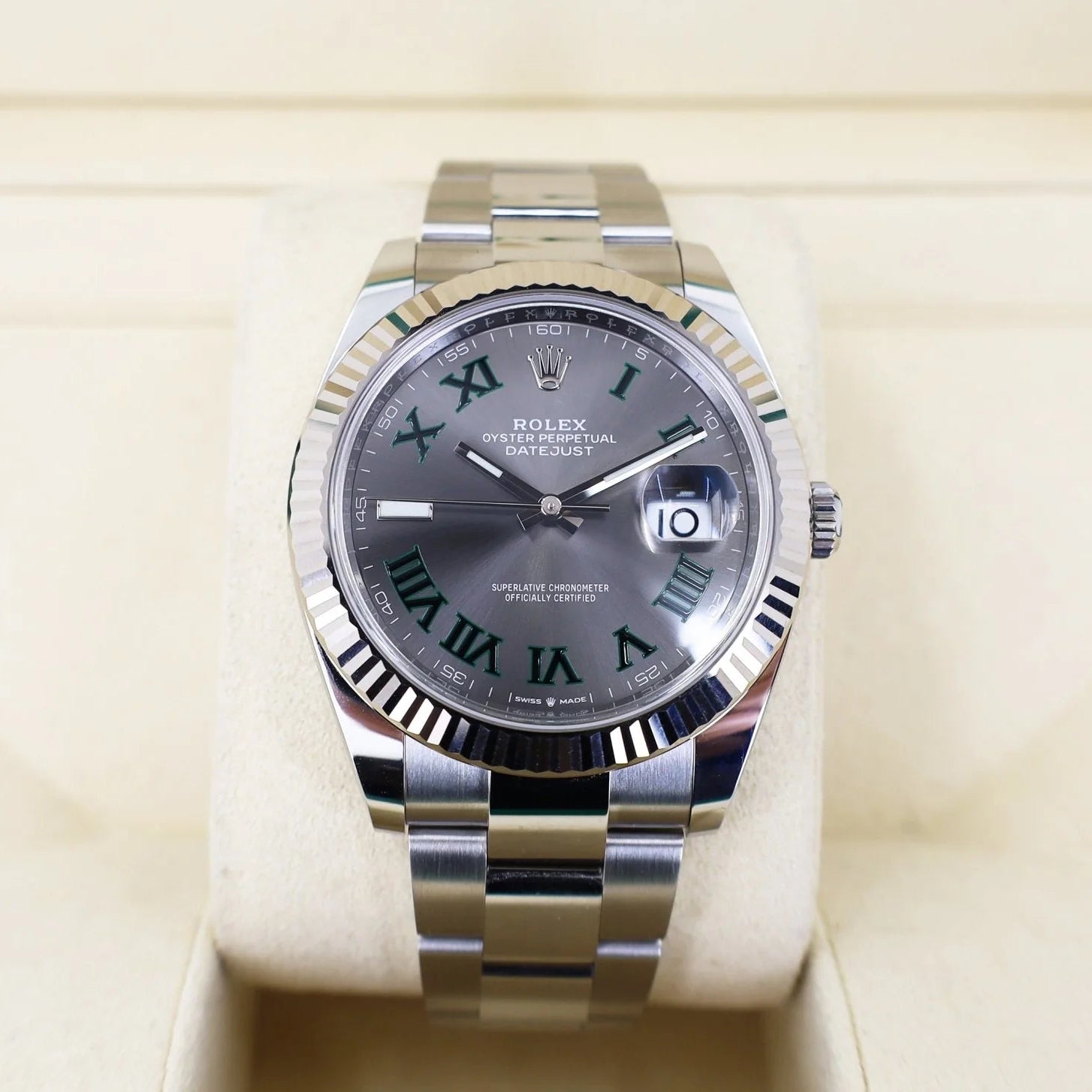 Rolex Datejust 126334-0022 SLGRJ Wimbledon White Gold Slate Grey Roman Dial