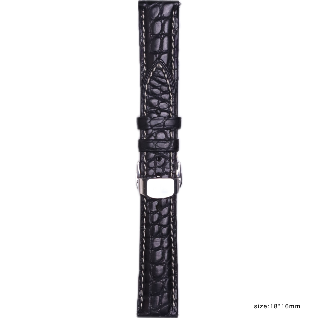 Handmade authentic Alligator black leather band size 18*16