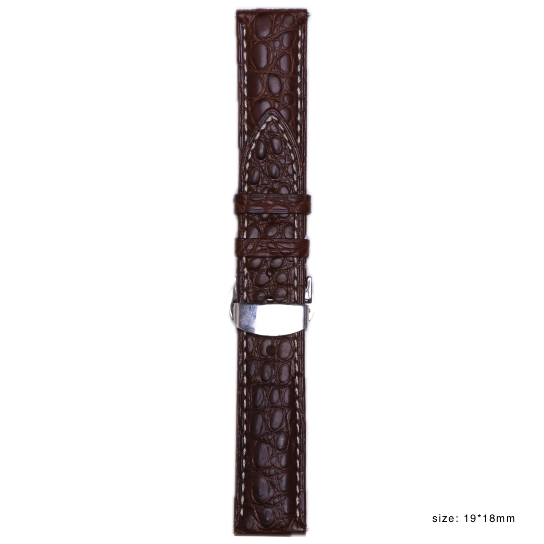 Handmade authentic Alligator brown leather band size 19*18