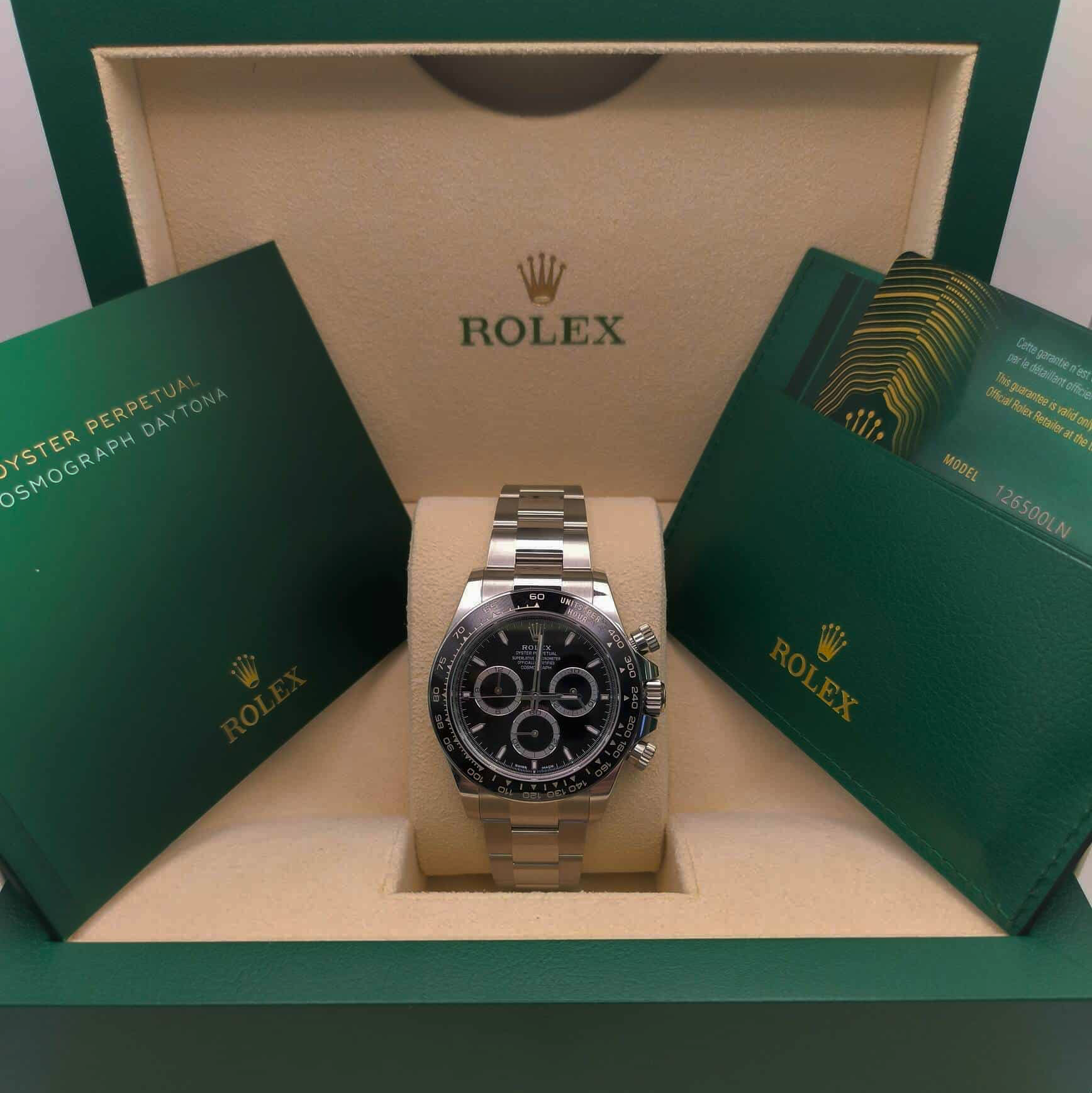 Rolex Cosmograph Daytona 126500LN-0002 Oystersteel Contrasting Counter Rings Black Dial
