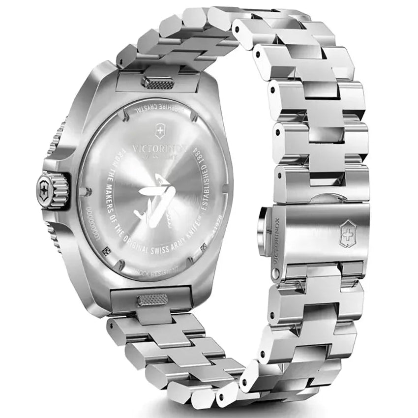 VICTORINOX MEN'S SILVER TONE CASE BLUE DIAL QUARTZ WATCH