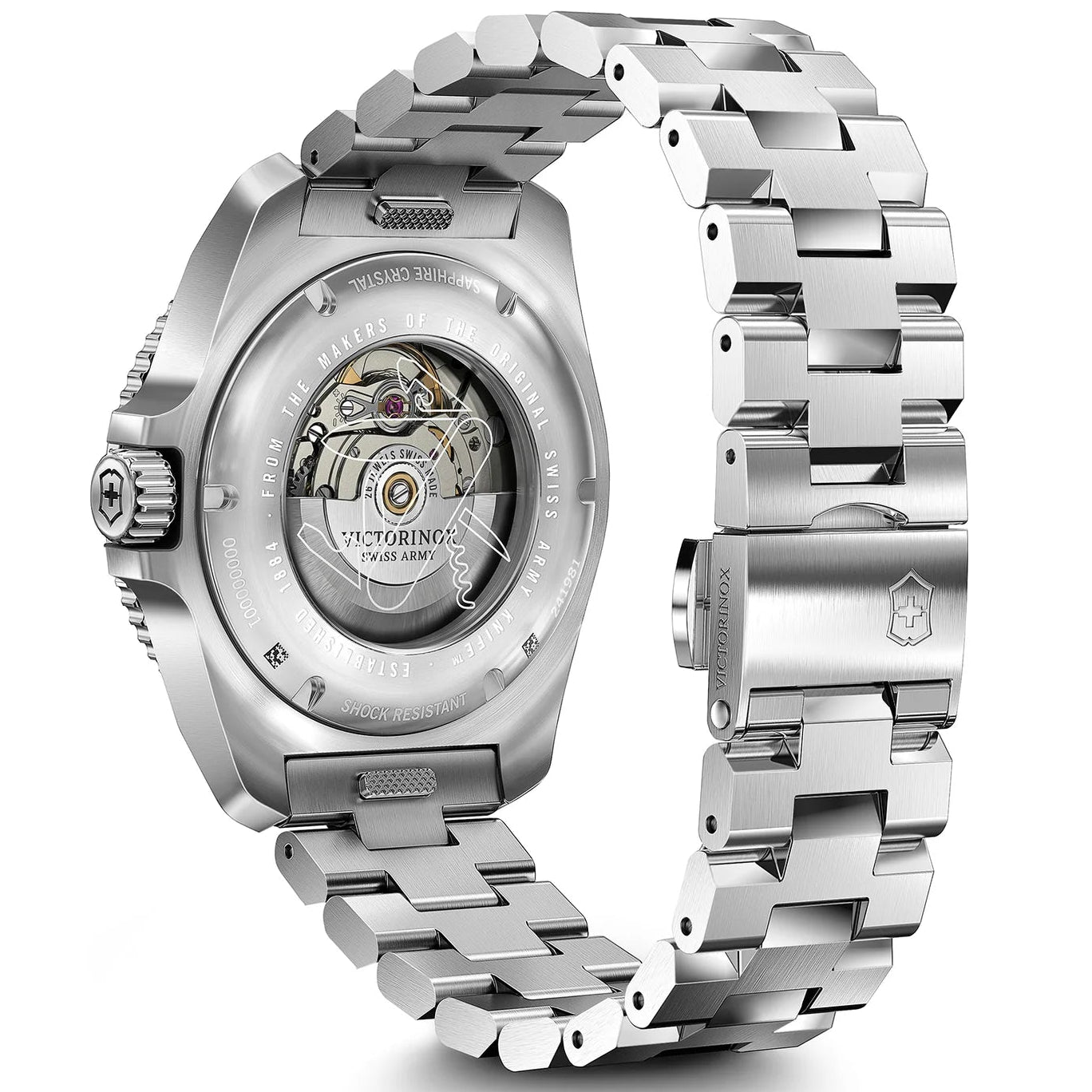 VICTORINOX MEN'S SILVER TONE CASE BLACK DIAL AUTOMATIC WATCH