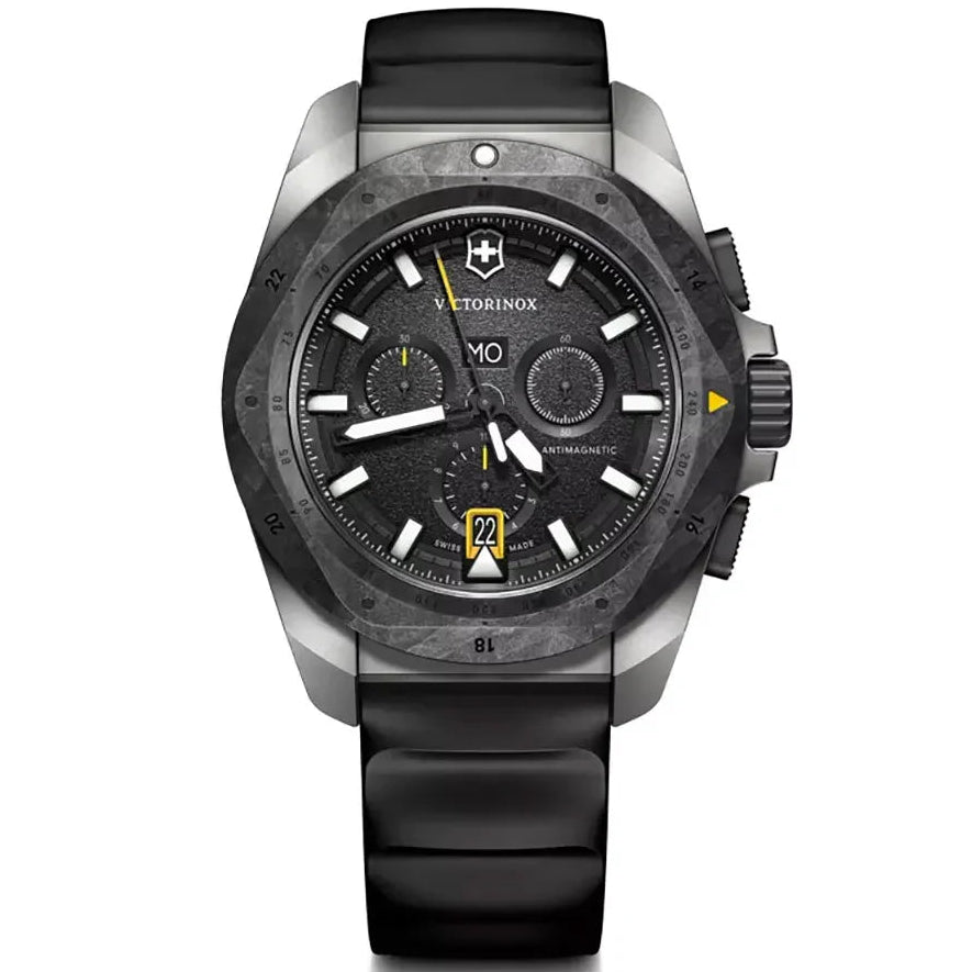 VICTORINOX MEN'S SILVER TONE CASE BLACK DIAL QUARTZ WATCH