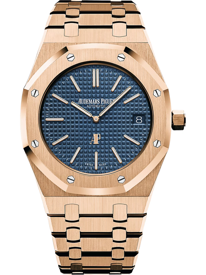 Audemars Piguet Royal Oak Jumbo Extra-Thin 15202OR.OO.1240OR.01 18K Rose Gold 39mm Blue Dial Men’s Watch