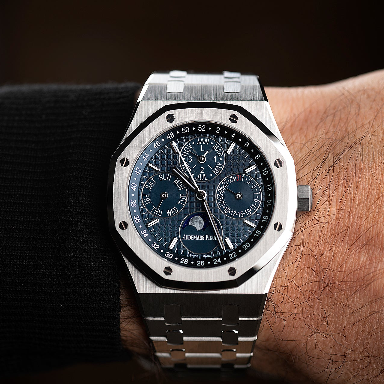 Audemars Piguet Royal Oak 26574ST.OO.1220ST.03 Perpetual Calendar Blue Dial 41mm Mens Watch