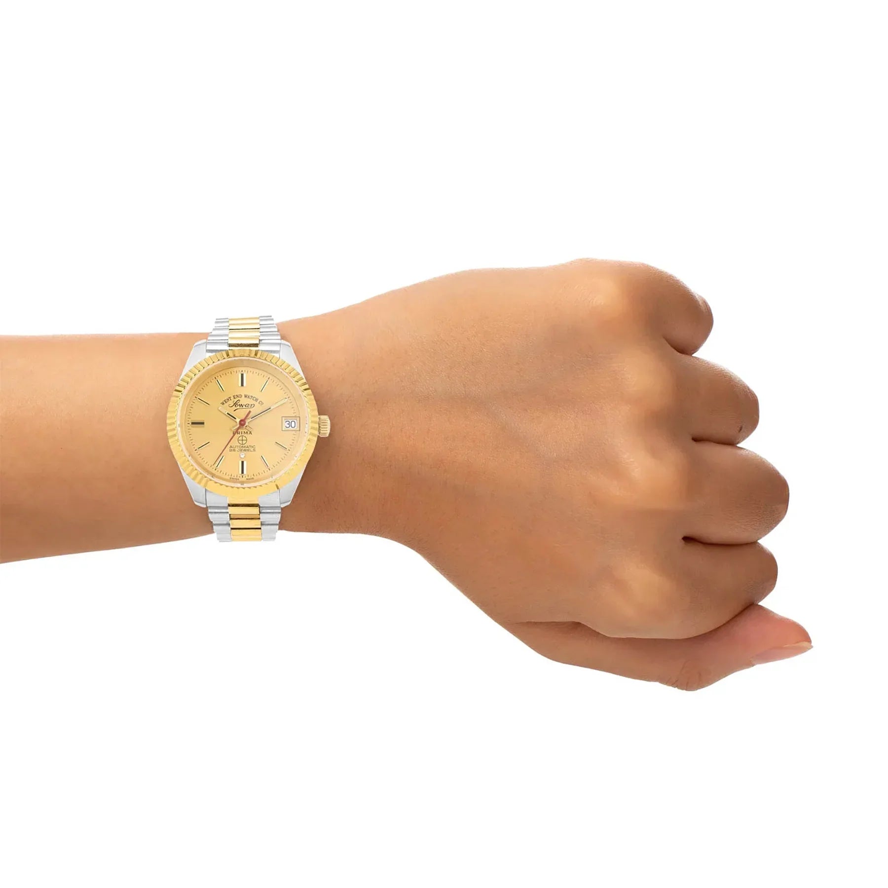 WEST END WOMEN'S SILVER & GOLD TONE CASE CHAMPAGNE DIAL AUTOMATIC WATCH