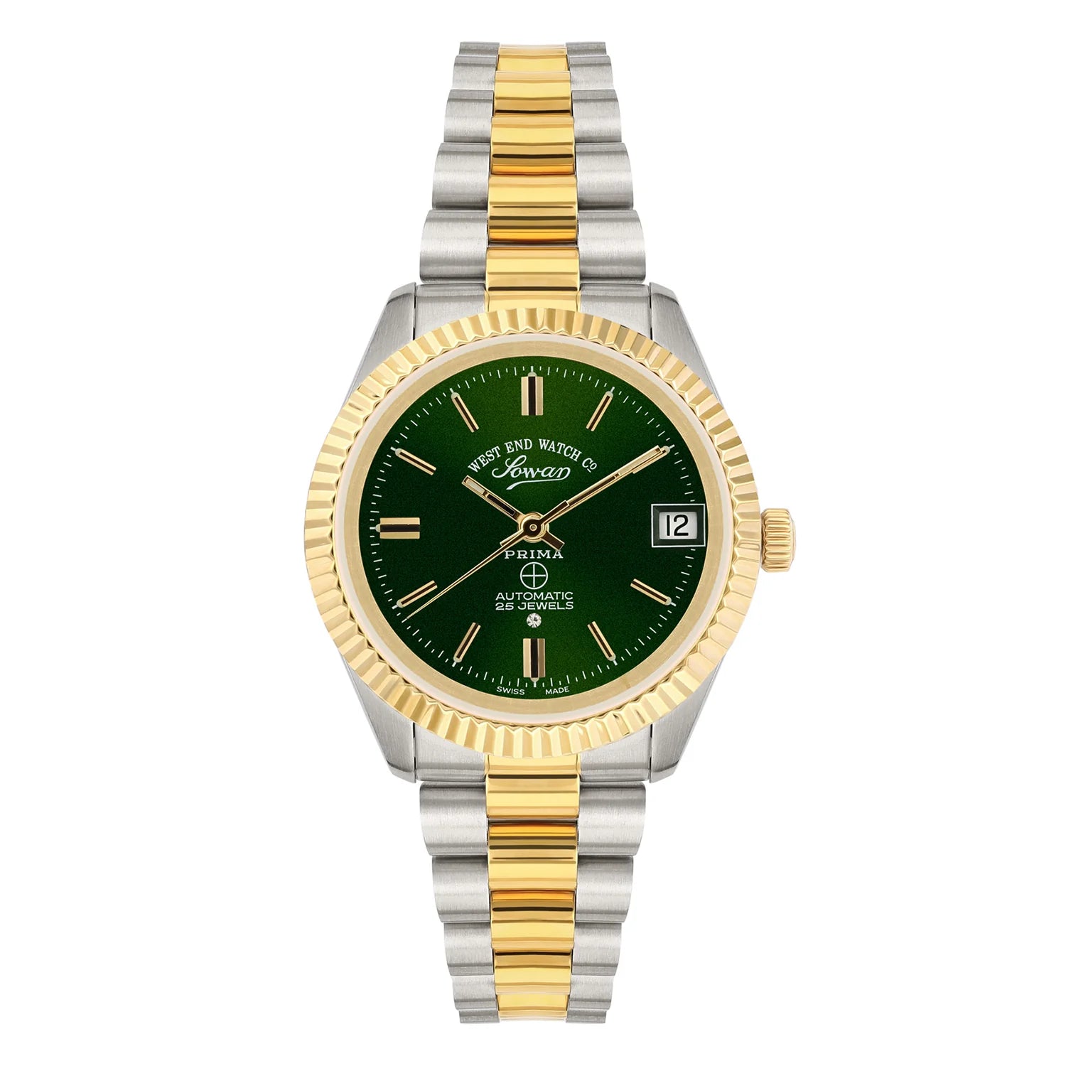WEST END WOMEN'S SILVER TONE CASE GREEN DIAL AUTOMATIC WATCH