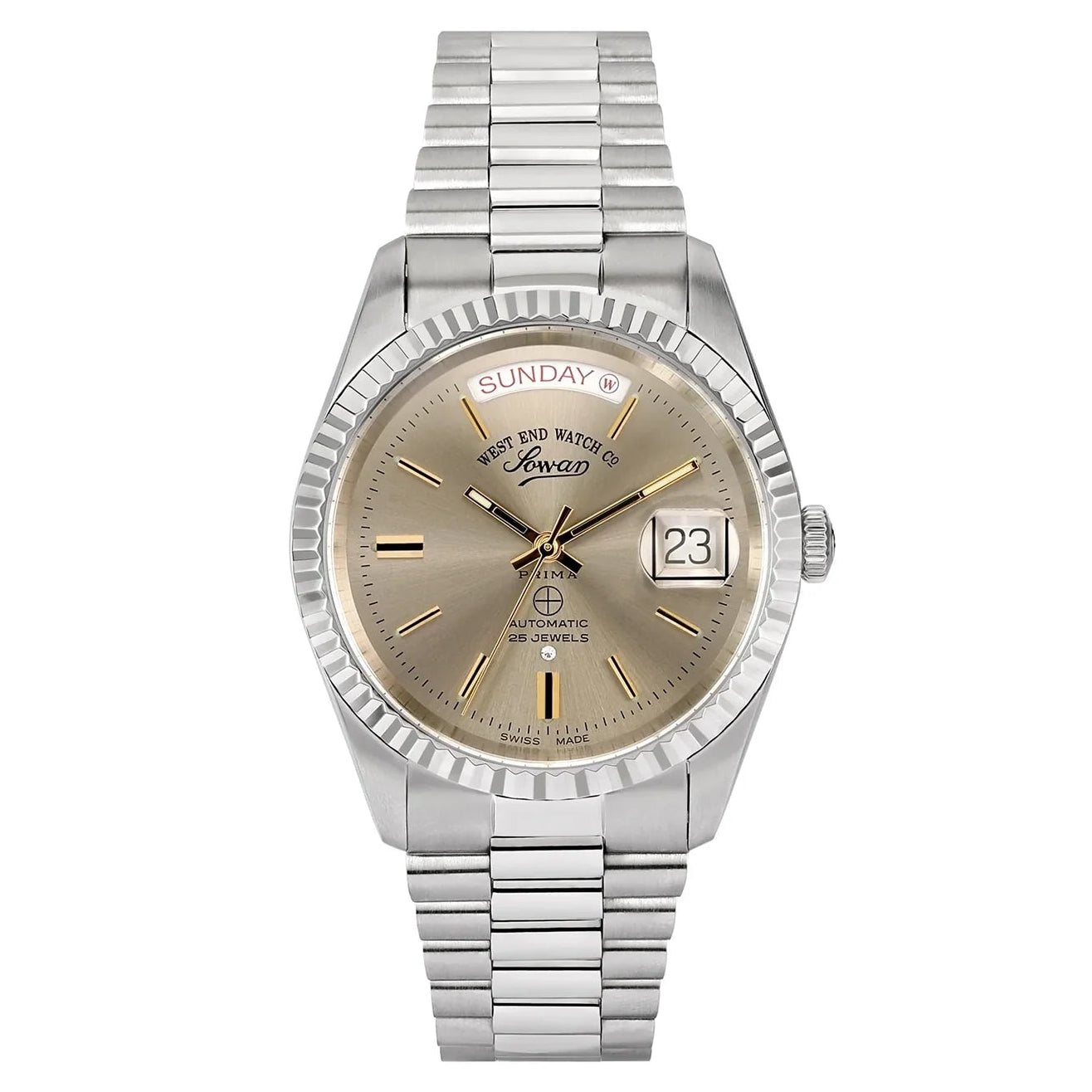 WEST END MEN'S SILVER TONE CASE RHUTHENIUM DIAL AUTOMATIC WATCH