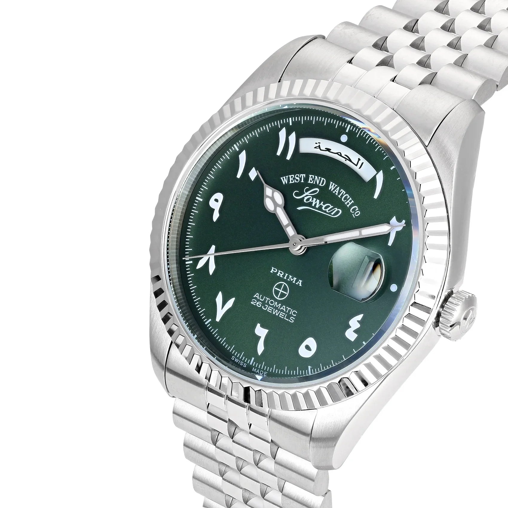 WEST END MEN'S SILVER TONE CASE GREEN DIAL AUTOMATIC WATCH