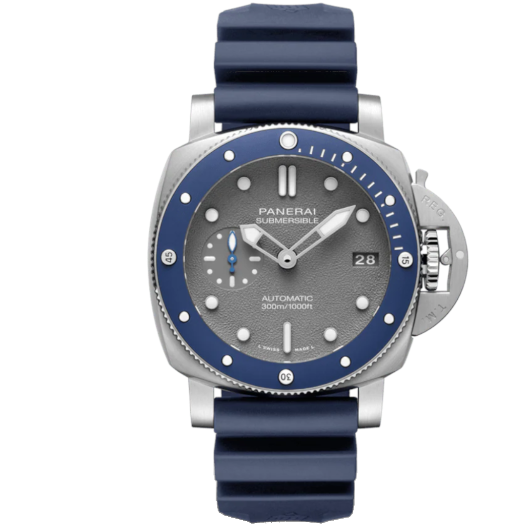 Panerai Submersible 42mm – PAM00959 – Grey Dial – Blue Bezel – Unworn – Full Set - Azzam Watches