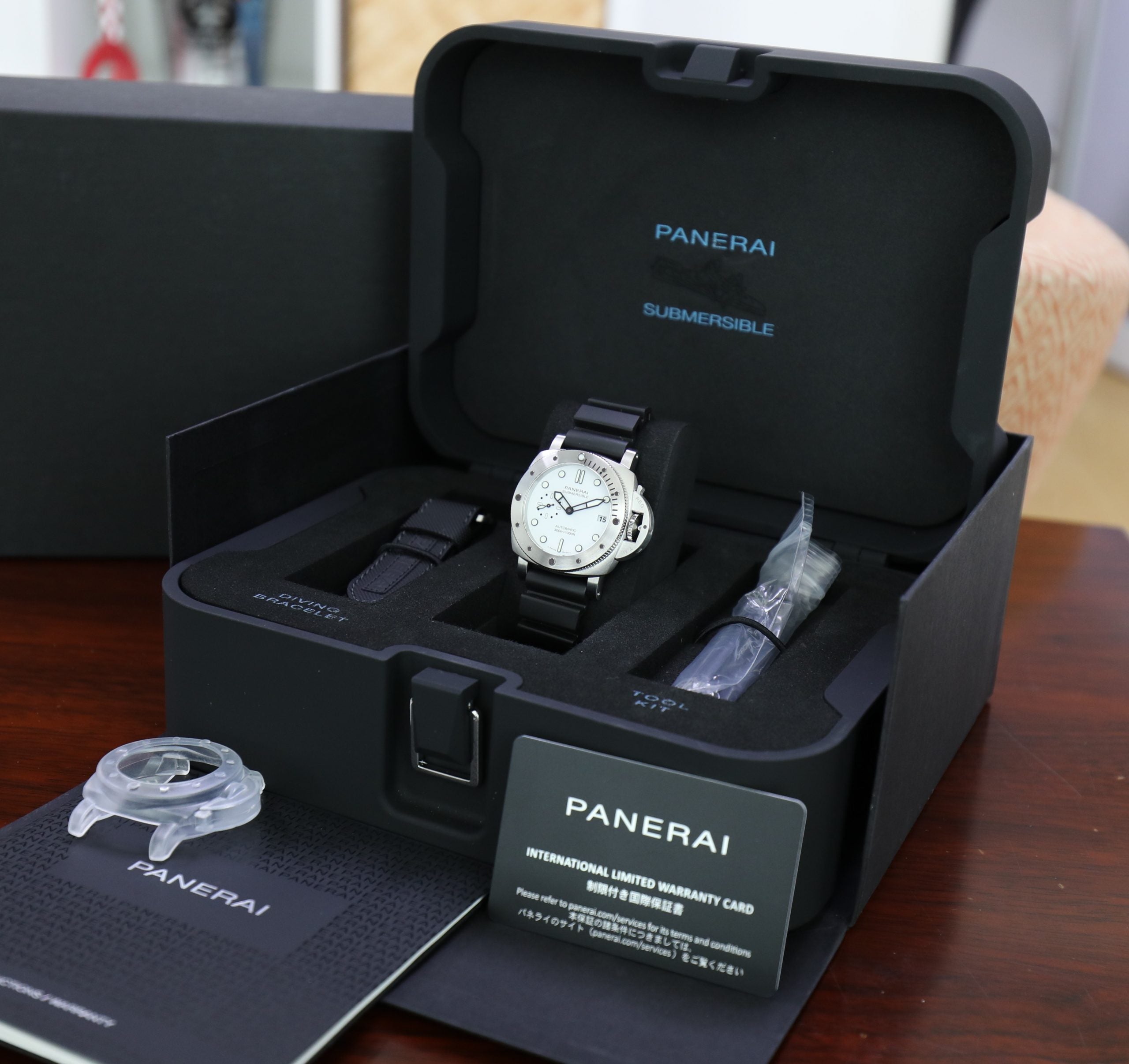 Panerai Submersible Bianco PAM01223 42mm Steel White Dial - Azzam Watches