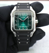 Cartier Santos – Middle East Exclusive – One Shot – Arabic Dial Green – Large – New – Full Set - Azzam Watches 