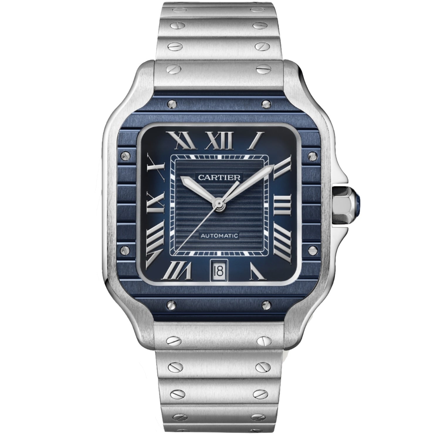 Cartier Santos De Cartier Wssa0048 Blue Striated Roman Dial Pvd