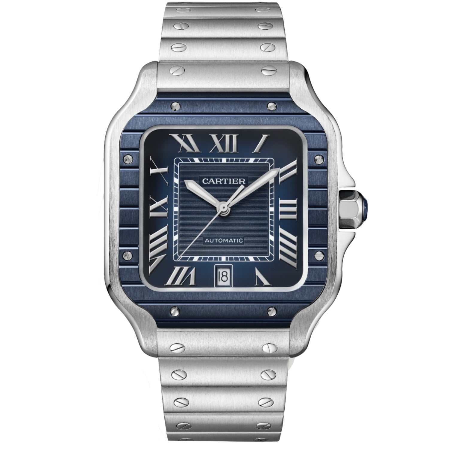 Cartier Santos de Cartier Blue Dial PVD Bezel - Azzam Watches