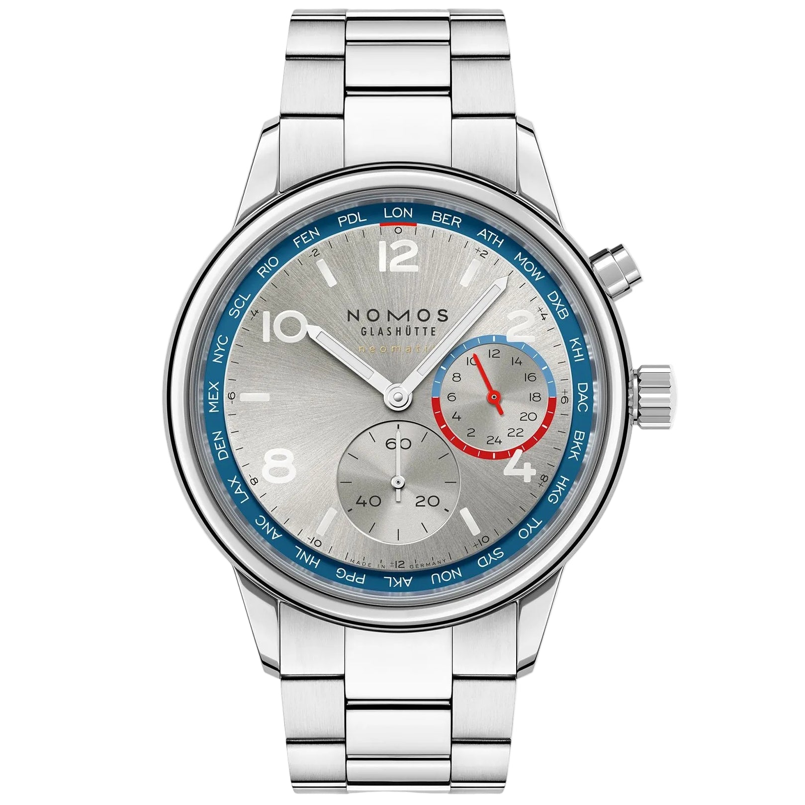 Club Sport neomatik Worldtimer silver NOMOS Glashütte