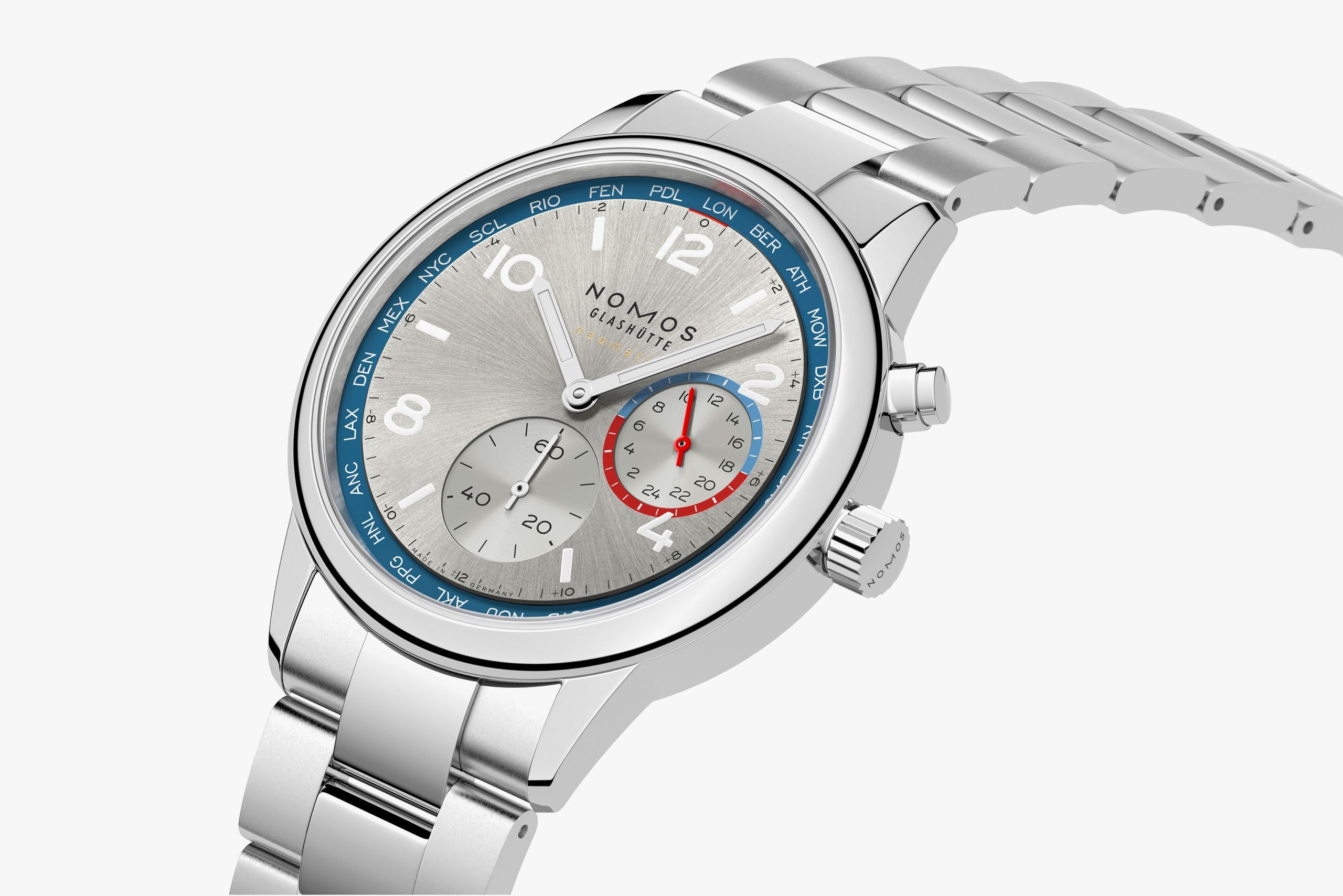 Club Sport neomatik Worldtimer silver NOMOS Glashütte