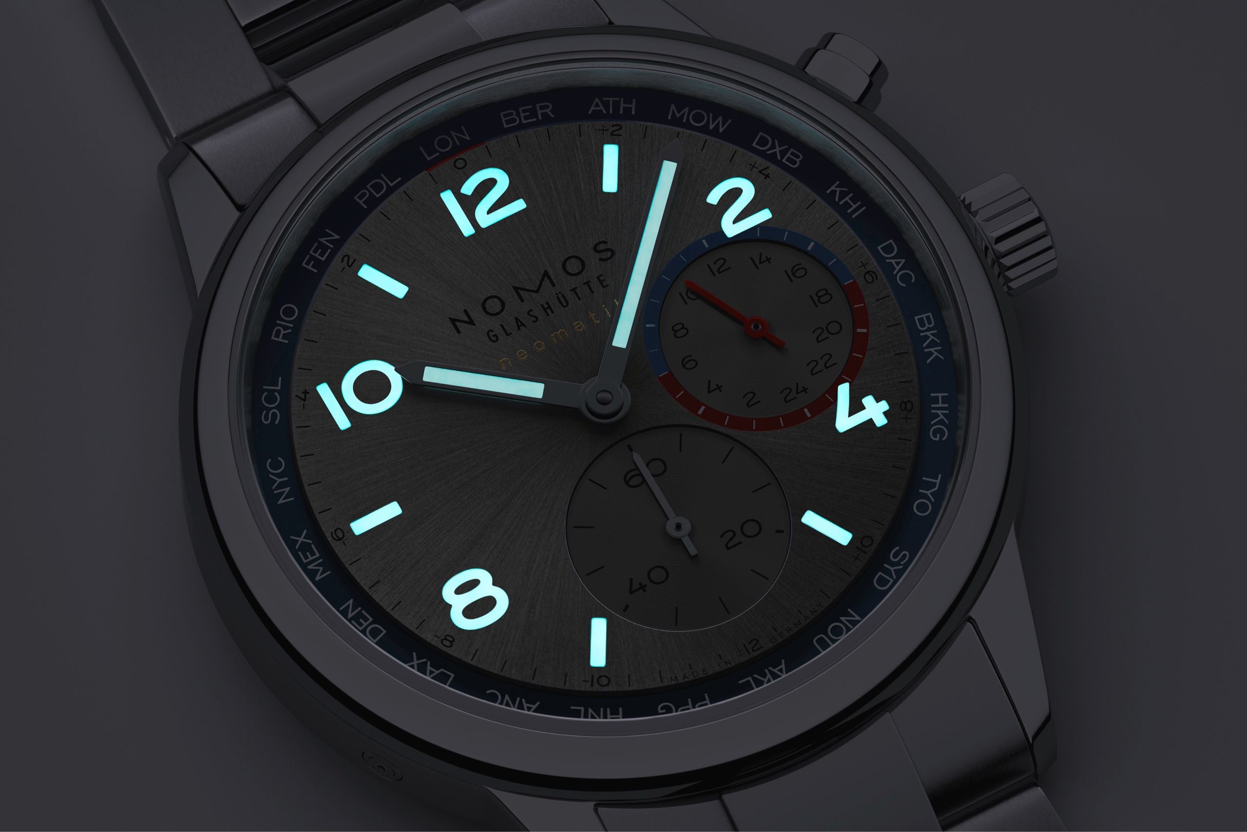 Club Sport neomatik Worldtimer silver NOMOS Glashütte