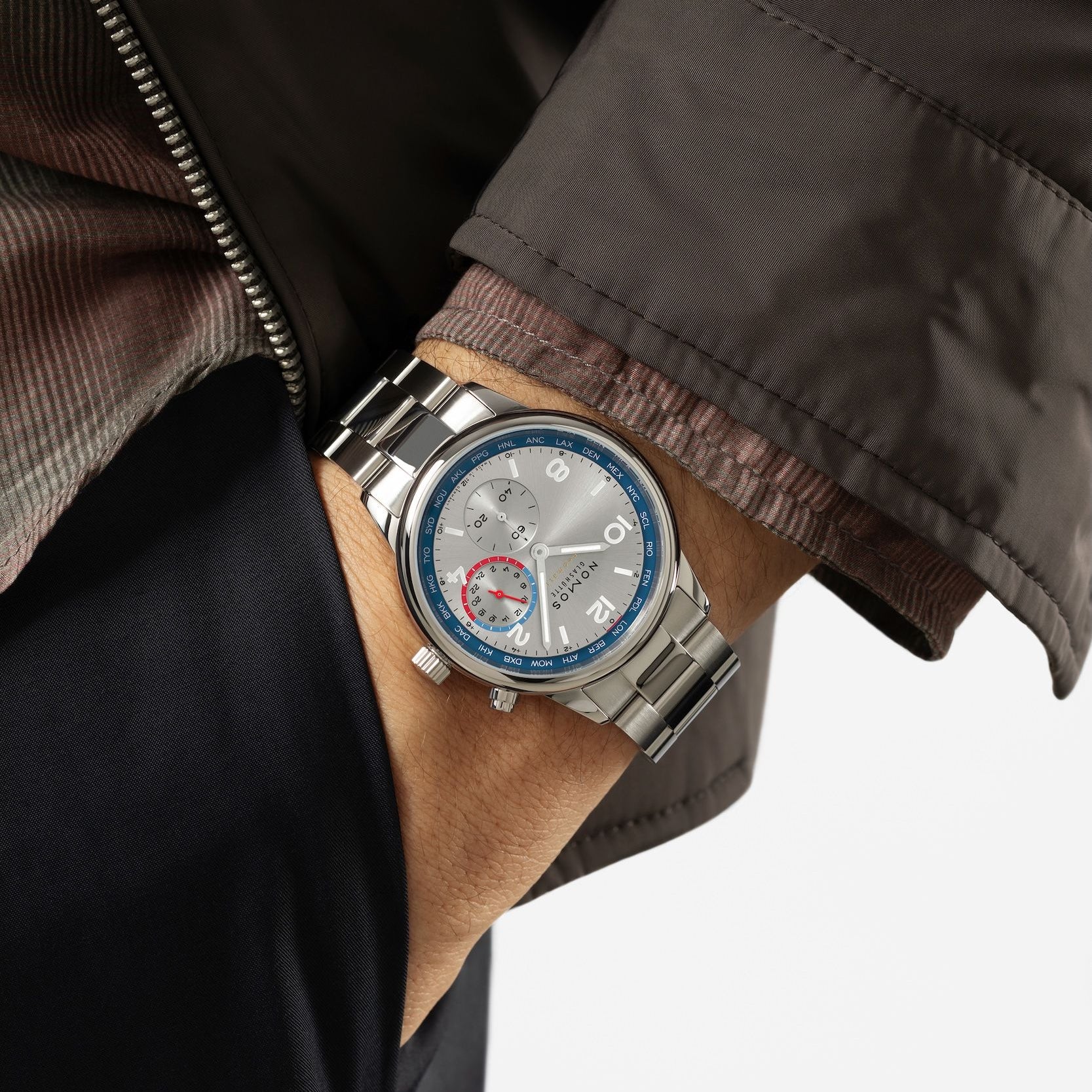 Club Sport neomatik Worldtimer silver NOMOS Glashütte