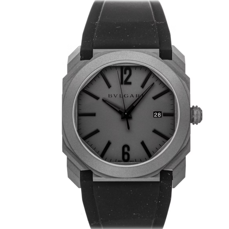 Bulgari Octo Solotempo – Titanium – 41mm – Grey dial – Rubber Strap – Unworn – Full Set - Azzam Watches 